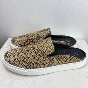 Sole Society Size BELYNDA Slip On Sneakers Calf Hair Cheetah Leopard Print Mules